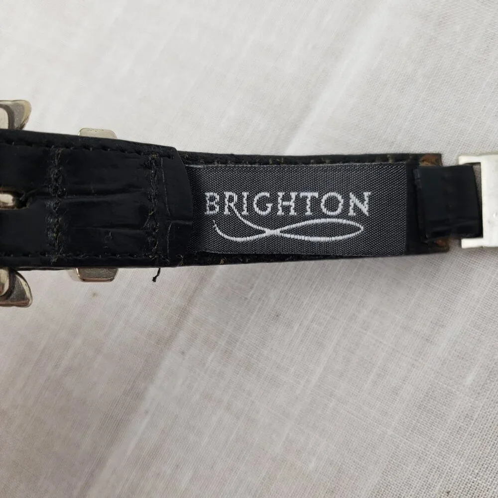 Brighton Black Silver Tone Double Locking Hearts Belt B2503 Womens 30/Medium
